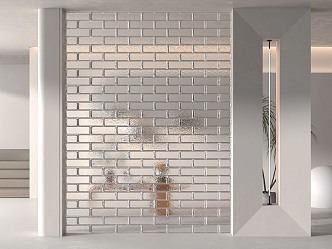 Modern glass brick glass brick partition porch 3d model