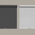Modern Black and White Roller Shutters with Vertical Stripes on Beige Background 3d model