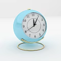Blue Round Table Clock With White Dial Black Numbers And Golden Stand