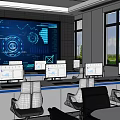 Modern Command Center Combat Seminar Room Smart City Control Center 3d model