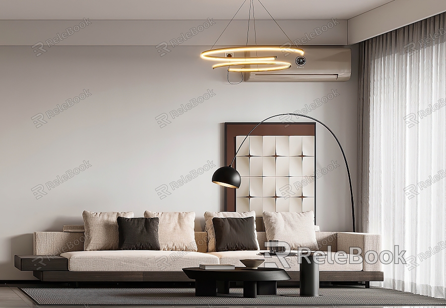 Guest Dining Room Combination Sofa Island Table Italian Living Room TV Background Wall Wine Cabinet Living Room Simple Wall Lamp Chandelier F800 model