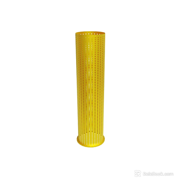 Yellow Cylindrical Perforated Industrial Filter Tube With Holes Design 3d model 