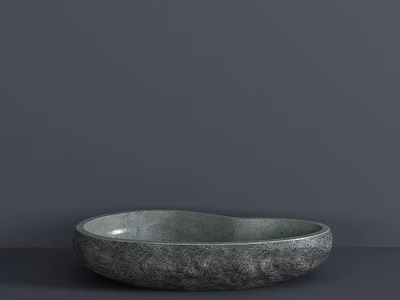 Unique Natural Stone Washbasin With Irregular Shape And Textured Surface In Minimalist Gray Setting 3d model