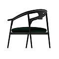 Minimalist Leisure Chair With Black Frame Curved Armrests Dark Cushion And Slender Legs