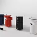 Blue Red Black White Bedside Tables with Drawers Wheels and Decorative Balls