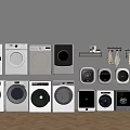 Different Washing Machine And Dryer Models With Modern Designs On 3d model