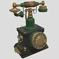 Vintage Daily Electrical Appliance Classic Green And Gold Rotary Dial Telephone With Decorative Brass Accents