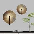Warm Light Circular Textured Wall Lamps In Aged Bronze For Interior Decor 3d model
