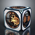 Intricate Metallic Cube With Visible Gear Mechanisms And Mechanical Components