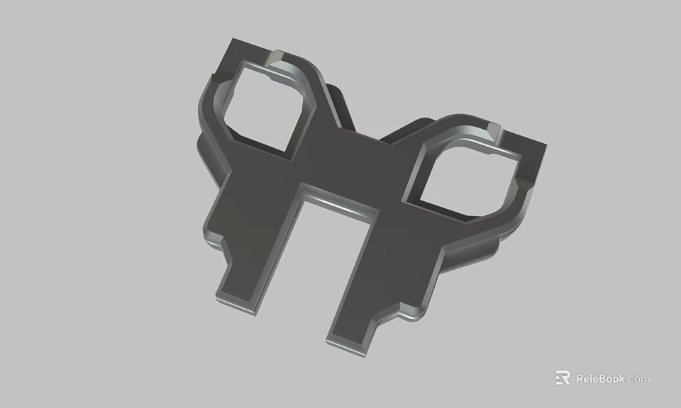 Black Industrial Mechanical Component With Structural Design And Mounting Holes 3d model 