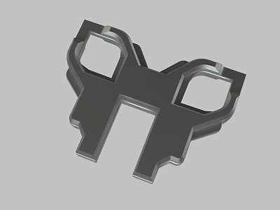 Black Industrial Mechanical Component With Structural Design And Mounting Holes 3d model