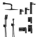 Modern Black Shower System with Rainfall Shower Head Handheld Sprayer and Accessories 3d model