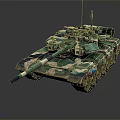 Main Battle Tank Green Camouflage Exterior With Long Barrel Antenna And Detailed 3D Rendering