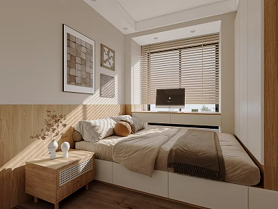 Nordic Tatami Bedroom Log Tatami 3d model