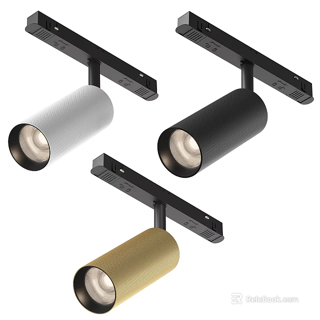 Modern Track Mounted Downlights and Spotlights in White Black Gold Finish Design 3d model 