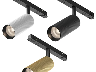 Modern Track Mounted Downlights and Spotlights in White Black Gold Finish Design 3d model
