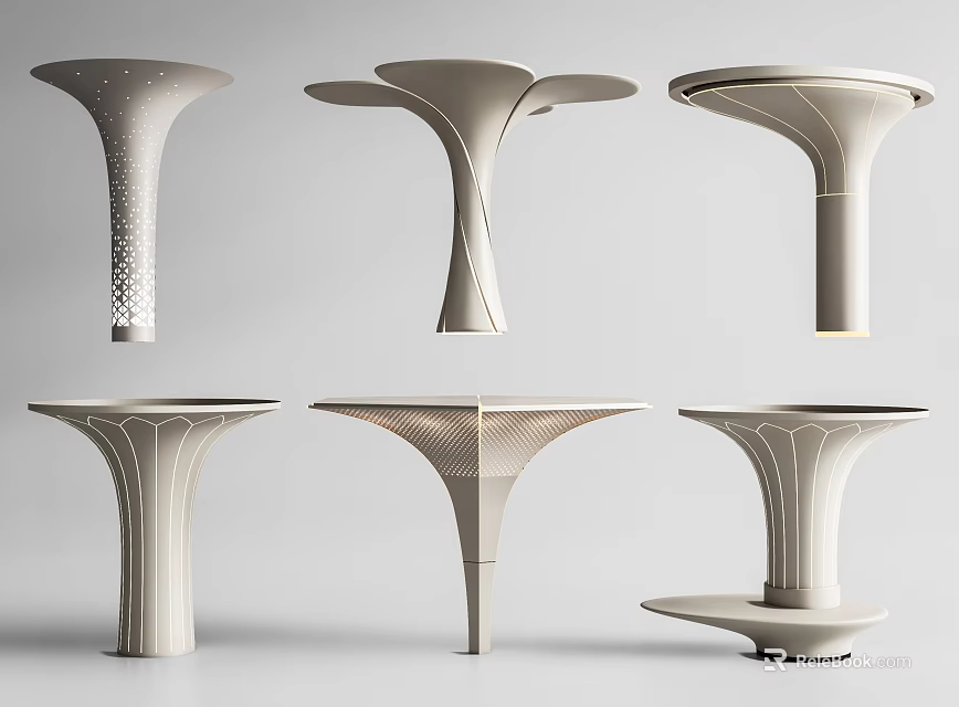 Modern Decorative Columns Featuring Various Stylish Designs And Unique Architectural Structures 3d model 