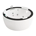 Round White Bathtub With Black Rim And Whirlpool Jets Modern Design