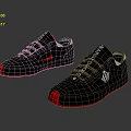 Stylish Black Athletic Lace Up Sneakers With Red Toe Cap And White Brand Logo Design