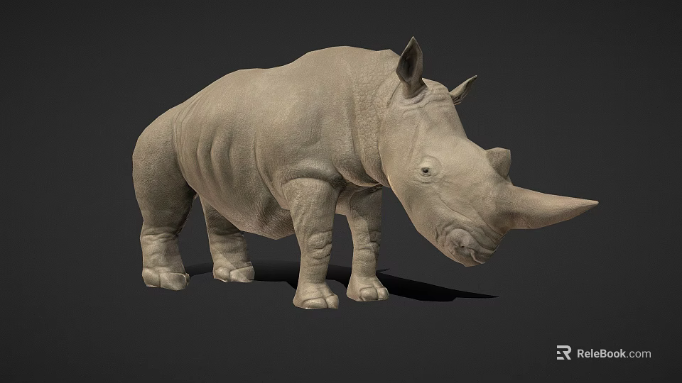 Rhinoceros 3D Model With Standing Pose And Detailed Gray Texture 3d model 