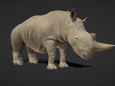 Rhinoceros 3D Model With Standing Pose And Detailed Gray Texture 3d model