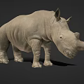 Rhinoceros 3D Model With Standing Pose And Detailed Gray Texture