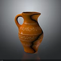 Orange Ceramic Jug With White Patterned Decorative Design And Handle