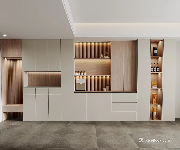 Modern Wooden Entryway Cabinet And Side Cabinet With Storage Drawers And Shelves 3d model 