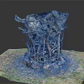 Natural Plant Structure Made of Branches and Vines on Grass with Stones Base