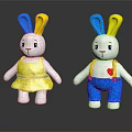 Yellow And Blue Rabbit Plush Toys As Decorative Furniture Accessories For Kids Room