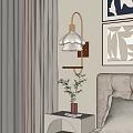 Modern Cloud Shaped Wall Lamp In Bedroom With Decorative Painting Curtains And Nightstand Plant
