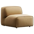 Modern Beige Fabric Single Sofa With Sleek Lines Square Design And Black Legs