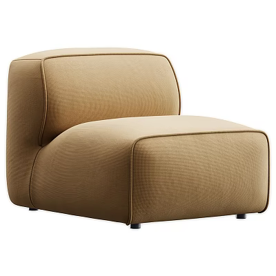 Modern Beige Fabric Single Sofa With Sleek Lines Square Design And Black Legs 3d model