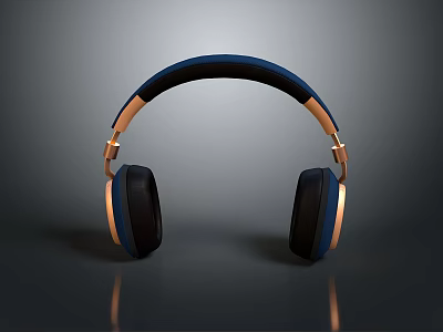 Blue And Gold Headphones With Modern Design Comfortable Ear Cups And High Quality Sound 3d model
