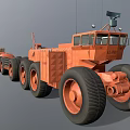 Orange Heavy Duty Utility Vehicle Featuring Multiple Wheels Antenna And AZ-300 Marking