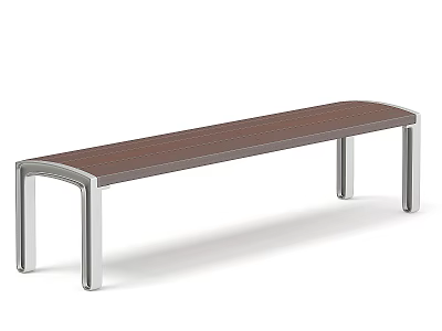 Sleek Modern Public Bench With Wooden Seat And Metal Frame For Outdoor Spaces 3d model