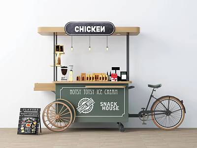 Chicken House Snack Cart With Toasty Toast Ice Cream And Bicycle Wheels 3d model