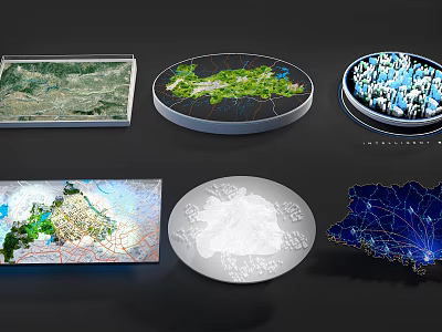 Commercial Geographic Data Display Devices with Interactive Map Visualization and Urban Information Panels 3d model
