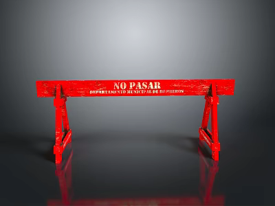 Red NO PASAR Prohibition Sign With Metal Stand And Bold Lettering 3d model