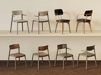 Modern Single Chair Collection With Various Styles Wooden Metal Frames And Colors 3d model
