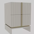 Modern White Bedside Table With Vertical Striped Panels And Square Base