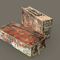 Two Vintage Rusty Worn Metal Storage Boxes With Letter Markings For Home