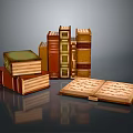 Books and Magazines in Various Colors Different Sizes with an Open One