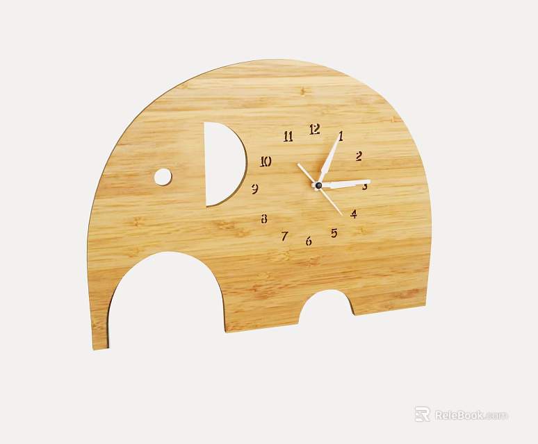 Elephant Shaped Wooden Wall Clock A Stylish Decorative Piece For Modern Home Interiors 3d model 