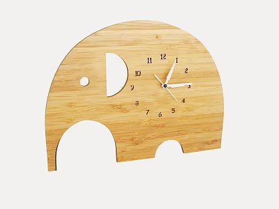 Elephant Shaped Wooden Wall Clock A Stylish Decorative Piece For Modern Home Interiors 3d model