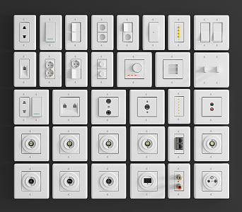 Modern socket jack combination 3d model