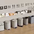 Practical Bathroom Accessories With Gender Icons Including Trash Bins Tissue Boxes And Hooks