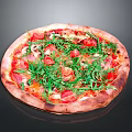 Chef And Fresh Vegetables Making Delicious Pizza Topped With Arugula And Tomatoes