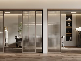 Modern sliding door folding door glass door Changhong glass door 3d model