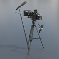 Camera Movie Camera Microphone Camera Tripod Wheat Rack TV Video Recorder Camera Combination with Shelf Camera Low Face Number Low Mold Realistic 3d model